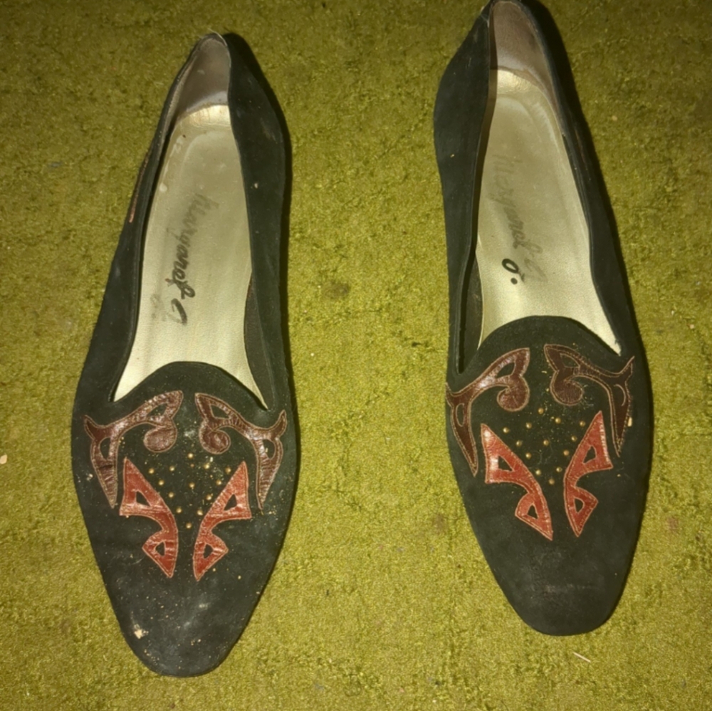Black Suede Slip On Shoes by Margaret J.